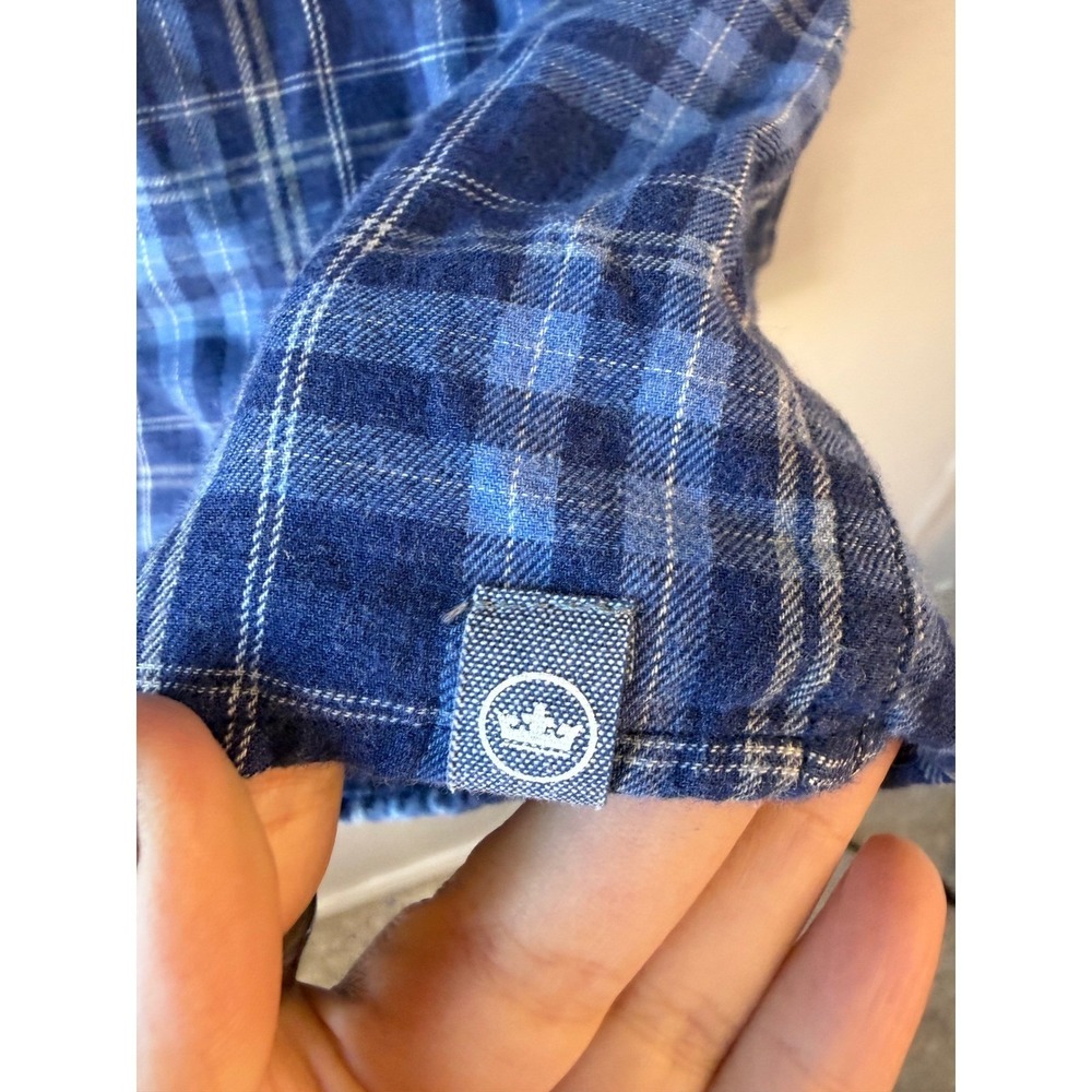 Peter Millar Mens Large Blue Plaid Button Down Shirt 100% Cotton Long Sleeve L - Picture 8 of 9